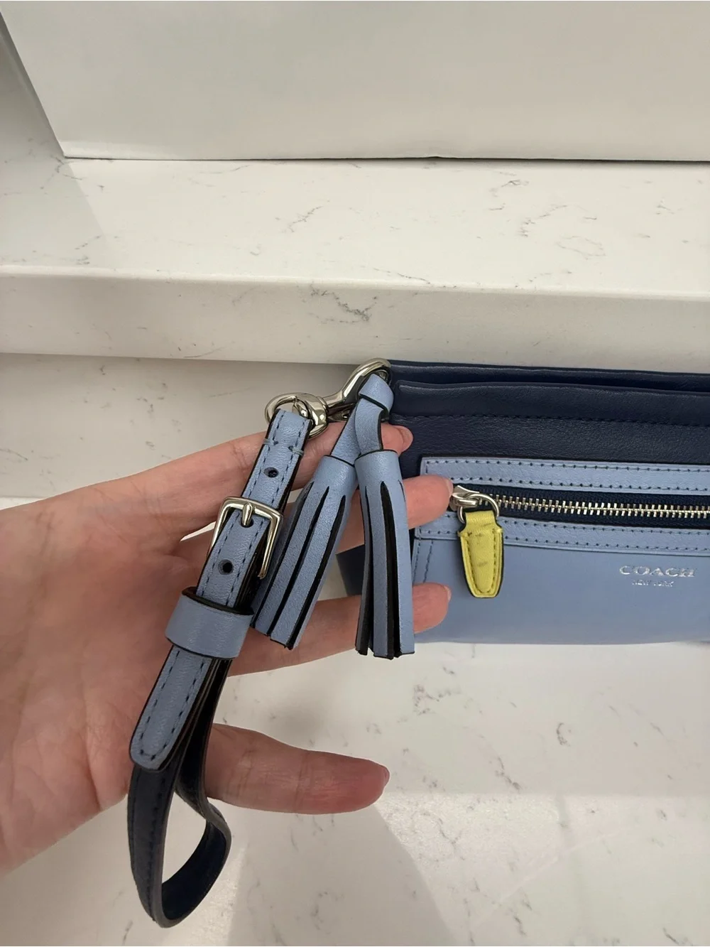 COACH Legacy Two-Tone Leather Zipper Wristlet/Pouch
